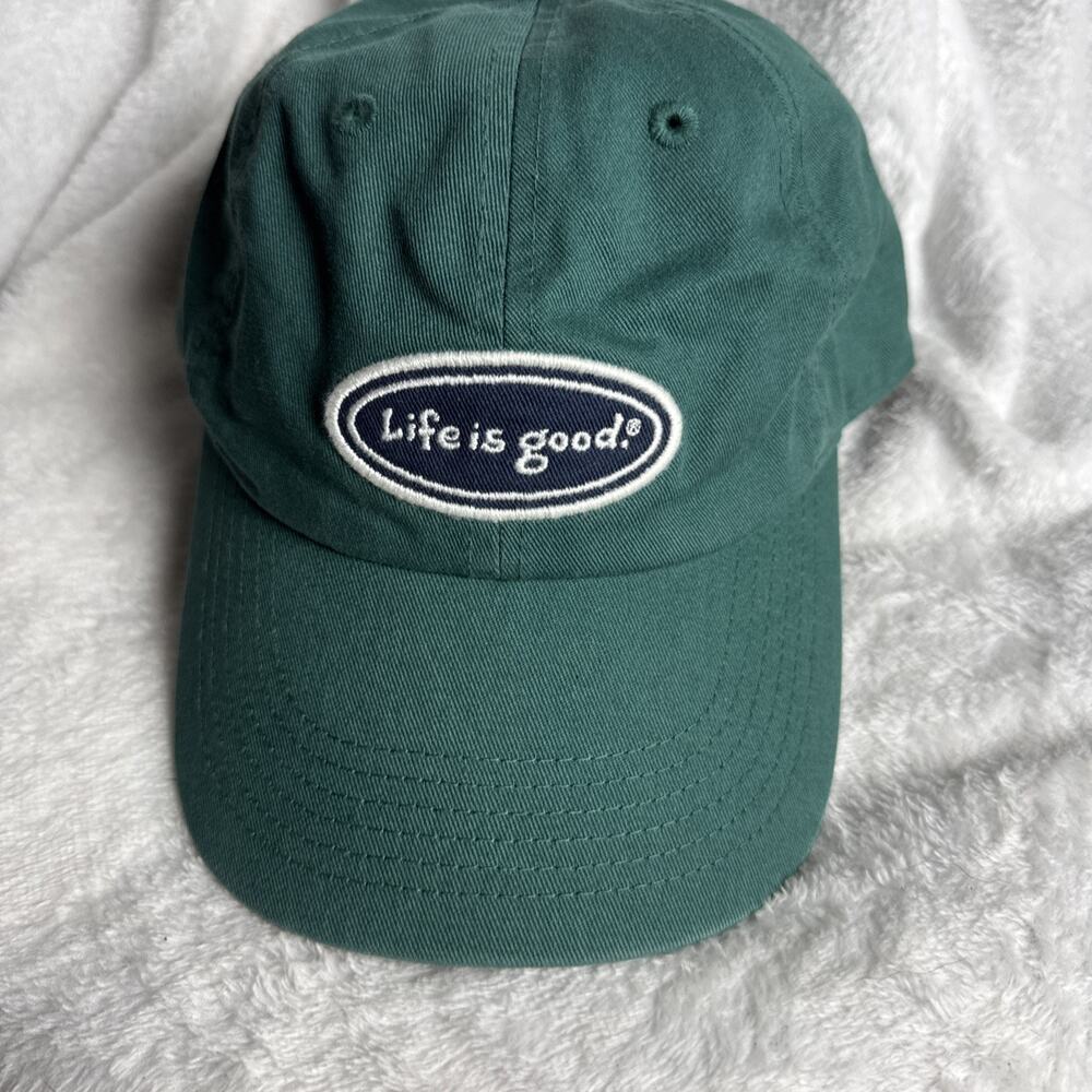 Life Is Good Cap Green Hat Embroidered Logo Adjustable Cotton Outdoors